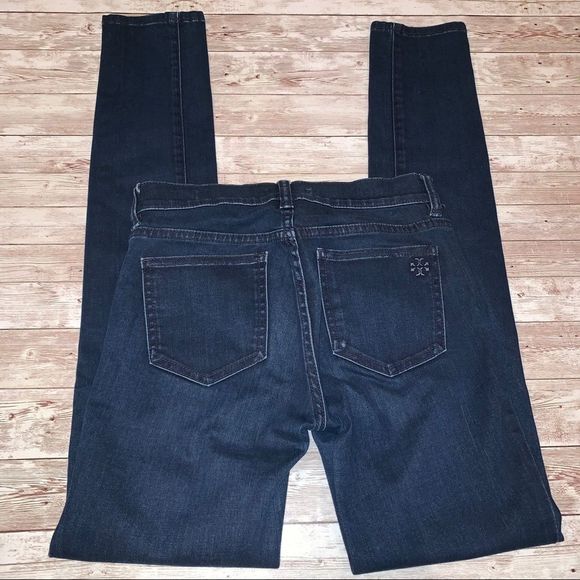 Tory Burch Dark Wash Denim Leggings Jeans In Rinse Size 24 - Picture 5 of 8